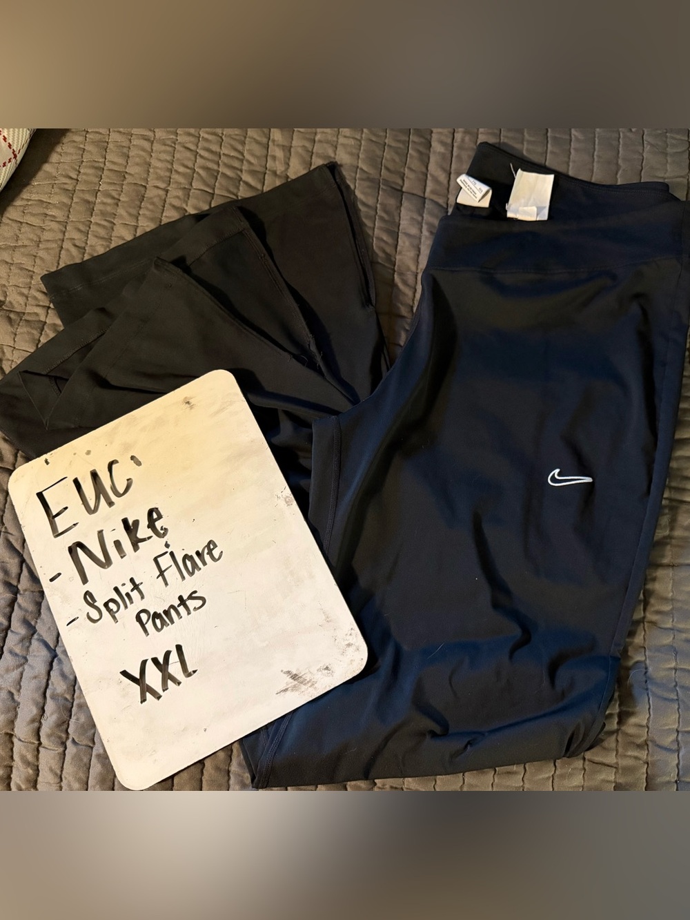 Nike Black Performance Flare Leg Pants with White Swoosh